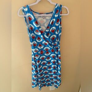 Blue Platypus mod print V-Neck Jersey Dress - USA Size XS
